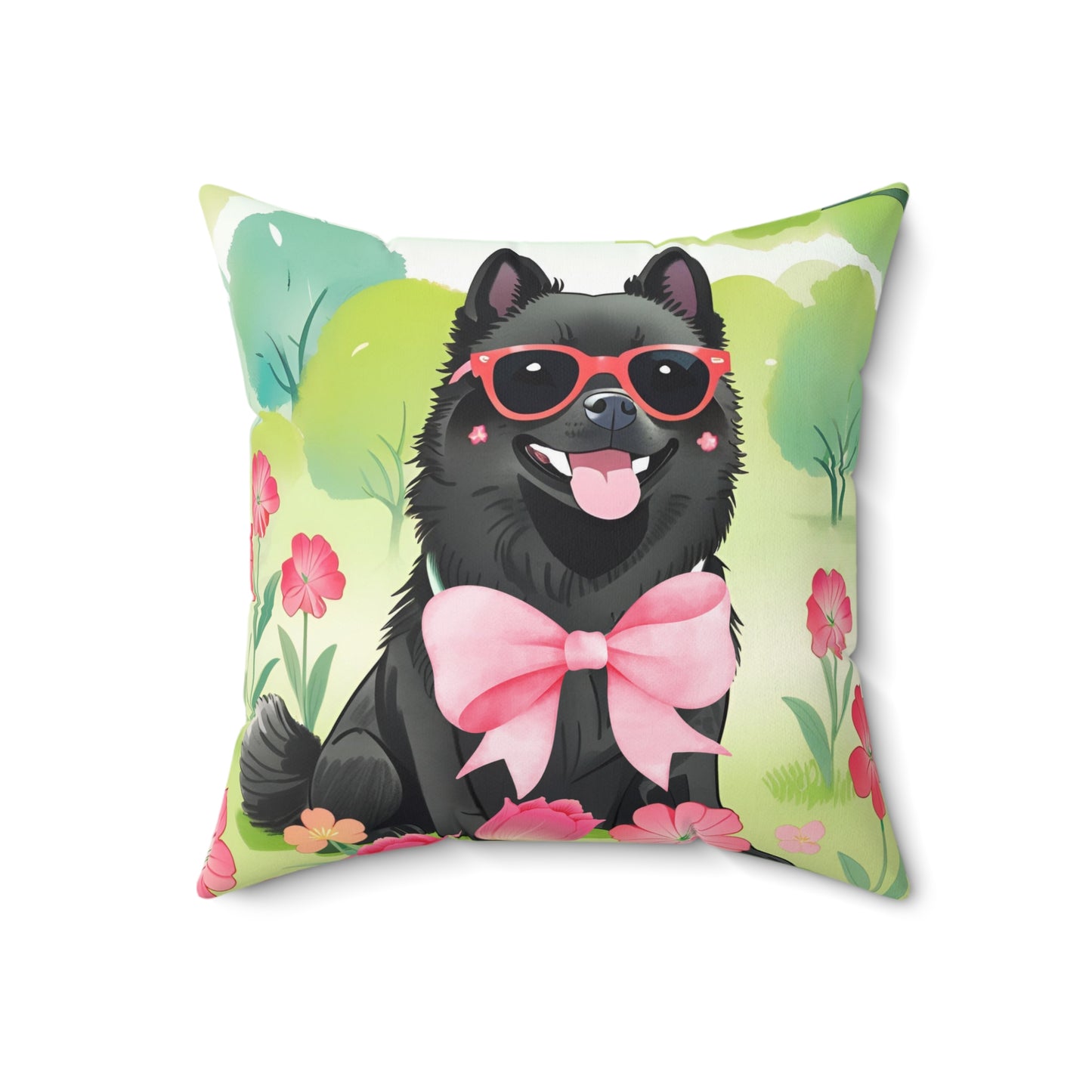Schipperke in Bloom Throw Pillow