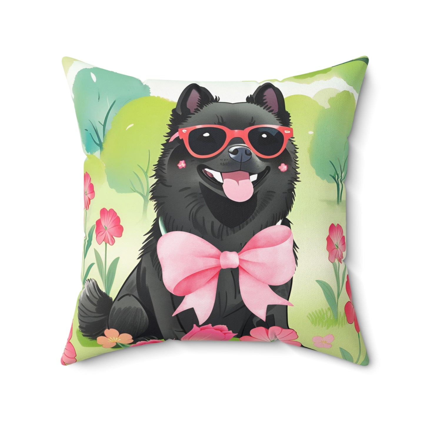 Schipperke in Bloom Throw Pillow