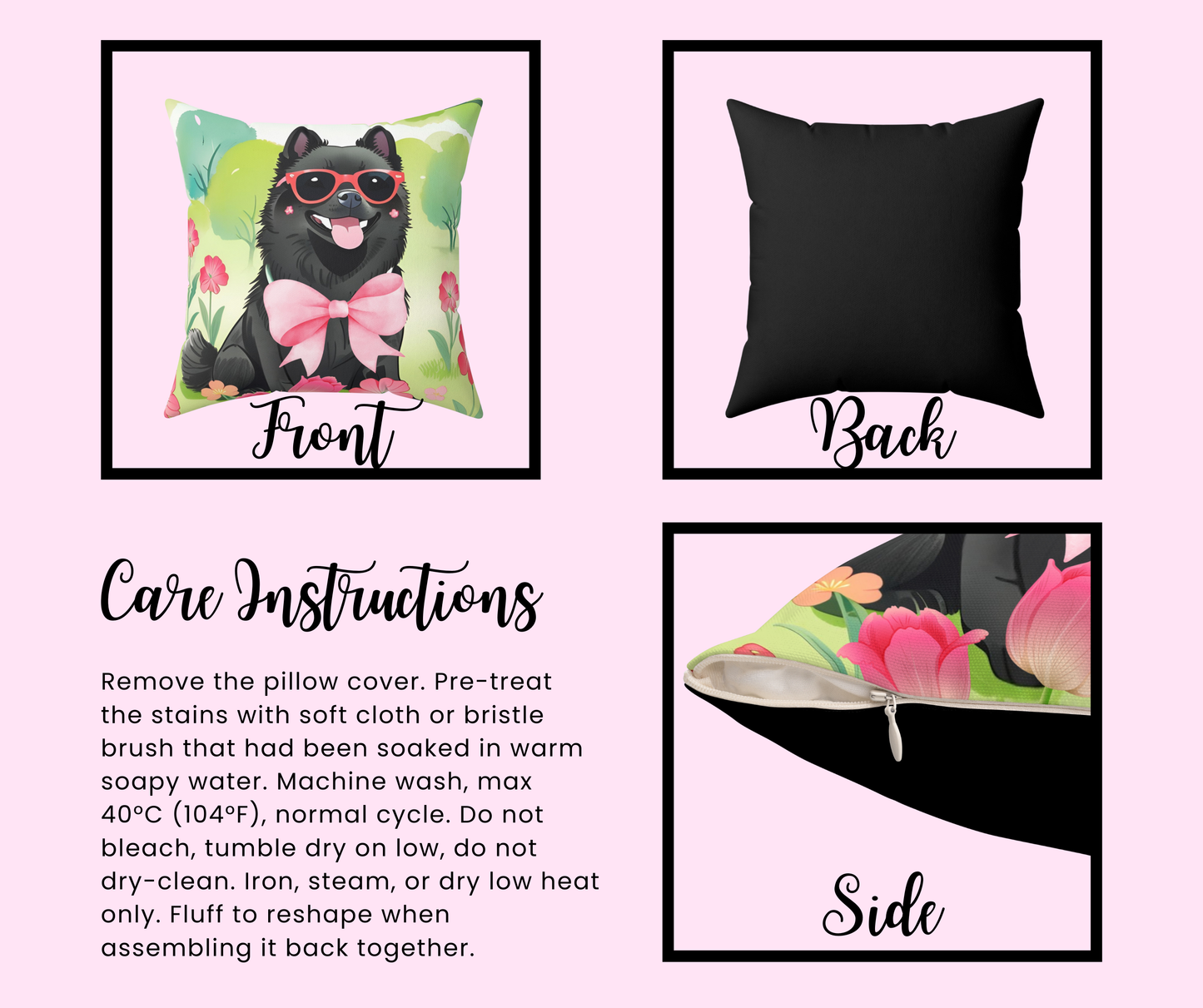 Schipperke in Bloom Throw Pillow