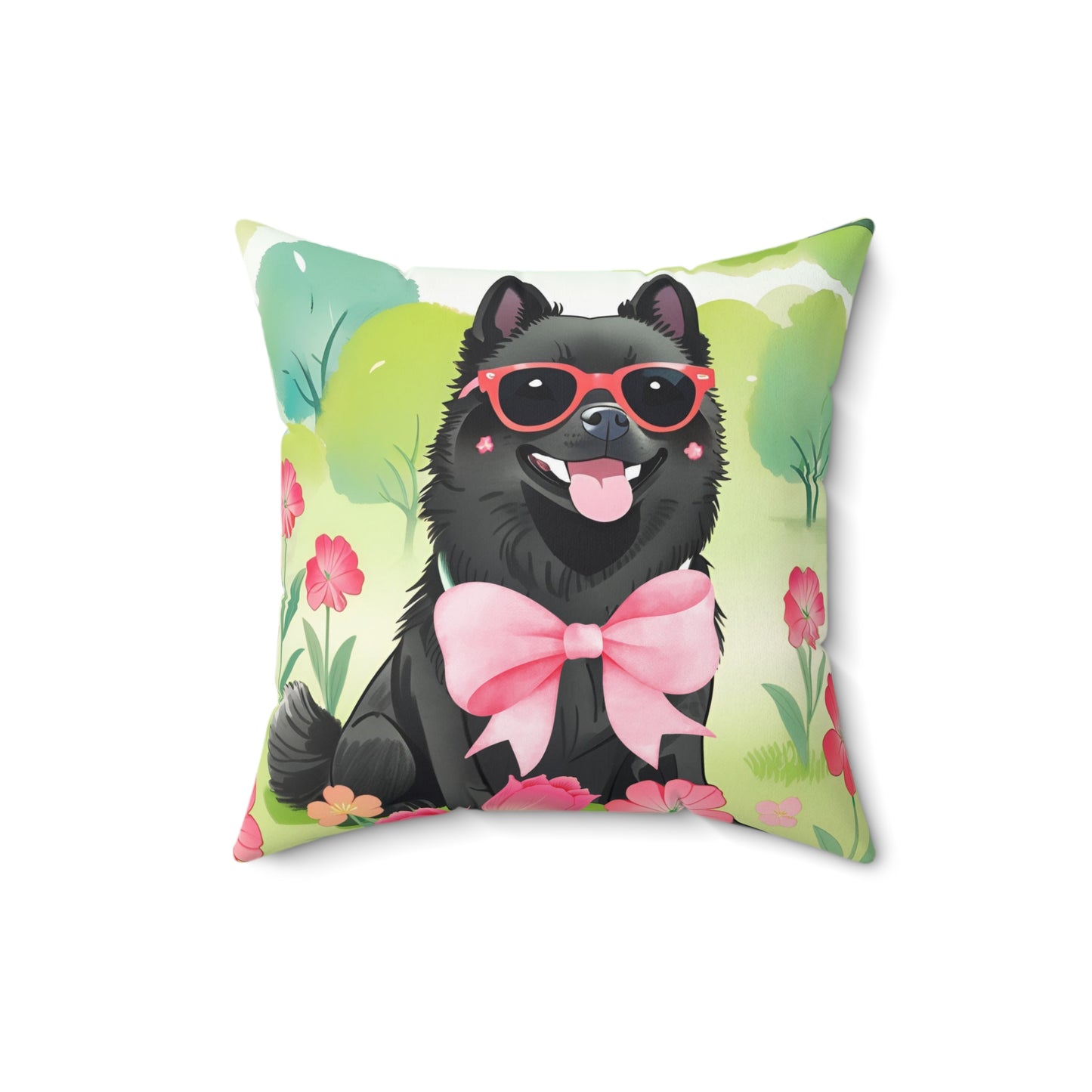 Schipperke in Bloom Throw Pillow